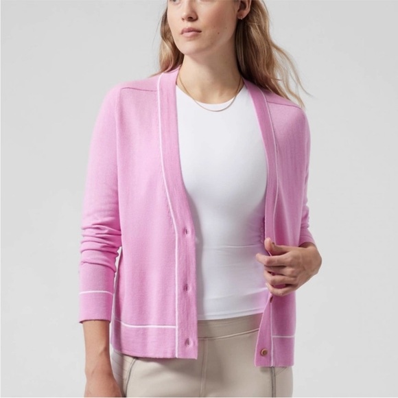 Athleta Lightweight Cardigan Sweater Quartz Pink. - Picture 3 of 8